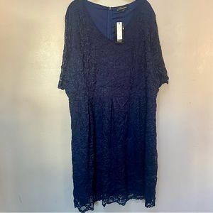 Navy Lace Chicwe Dress Size 4x with Lace Sleeves